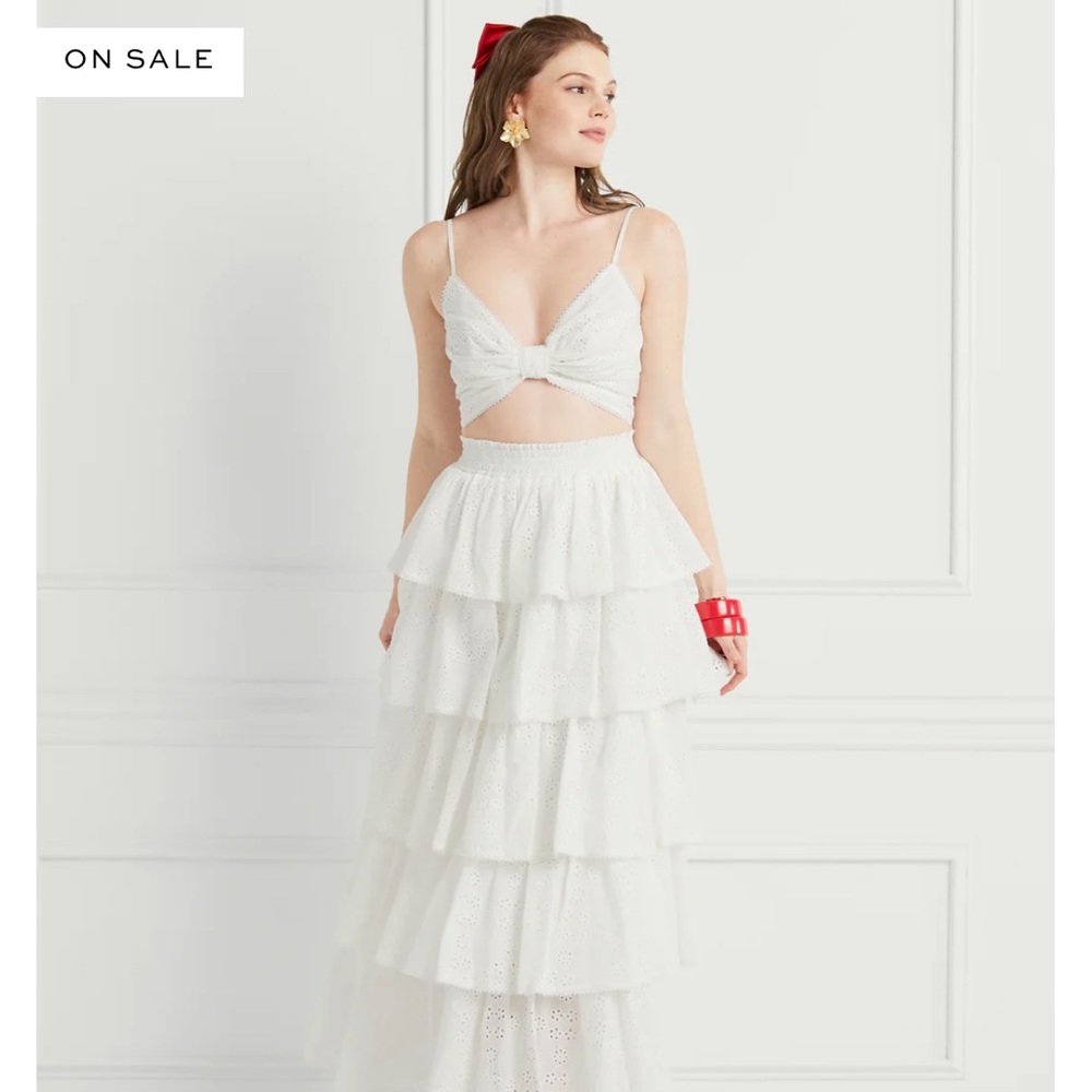 Hill House NWT The Eyelet Noemie Skirt | White Eyelet - White Eyelet / M